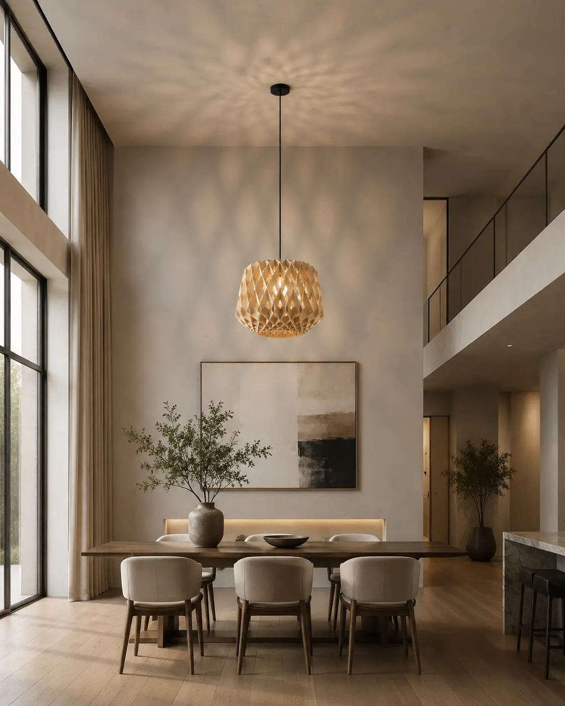 Context: Modern Minimalist Dining Space / High-Ceiling Loft