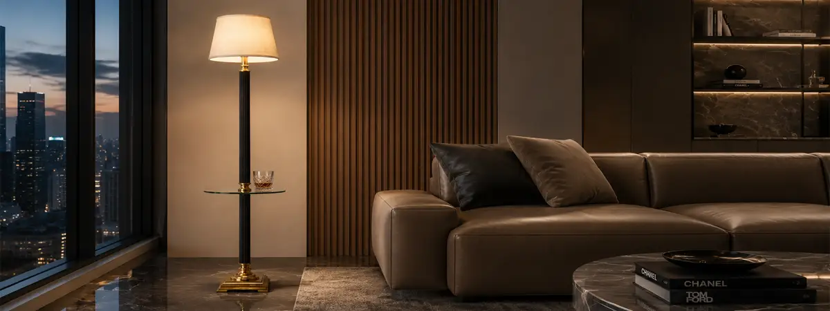 The Savoy Server Floor Lamp - Urban Modern Executive Lounge