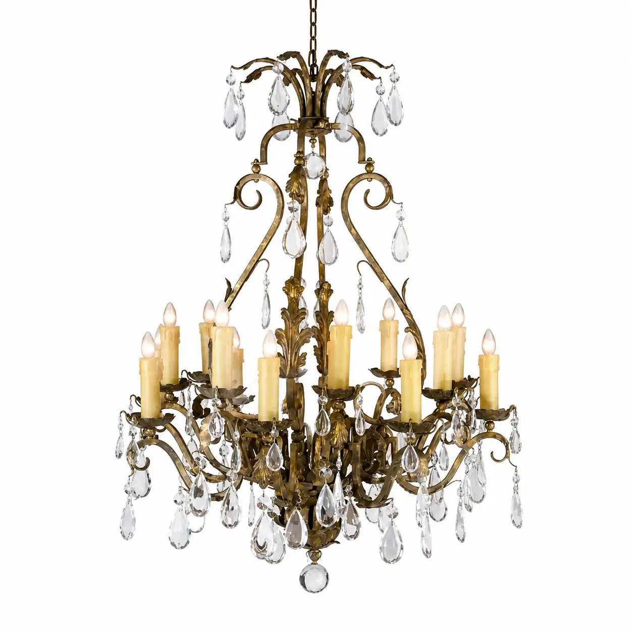 16-Light-Antiqued-Brass-Chandelier-with-Candle-Holders-and-Calyx-Accents-1 16-Light-Antiqued-Brass-Chandelier-with-Candle-Holders-and-Calyx-Accents-1
