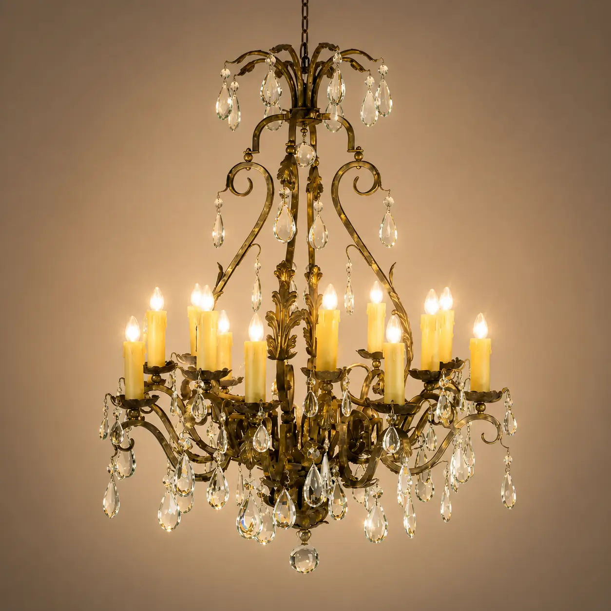 16-Light-Antiqued-Brass-Chandelier-with-Candle-Holders-and-Calyx-Accents-3 16-Light-Antiqued-Brass-Chandelier-with-Candle-Holders-and-Calyx-Accents-3