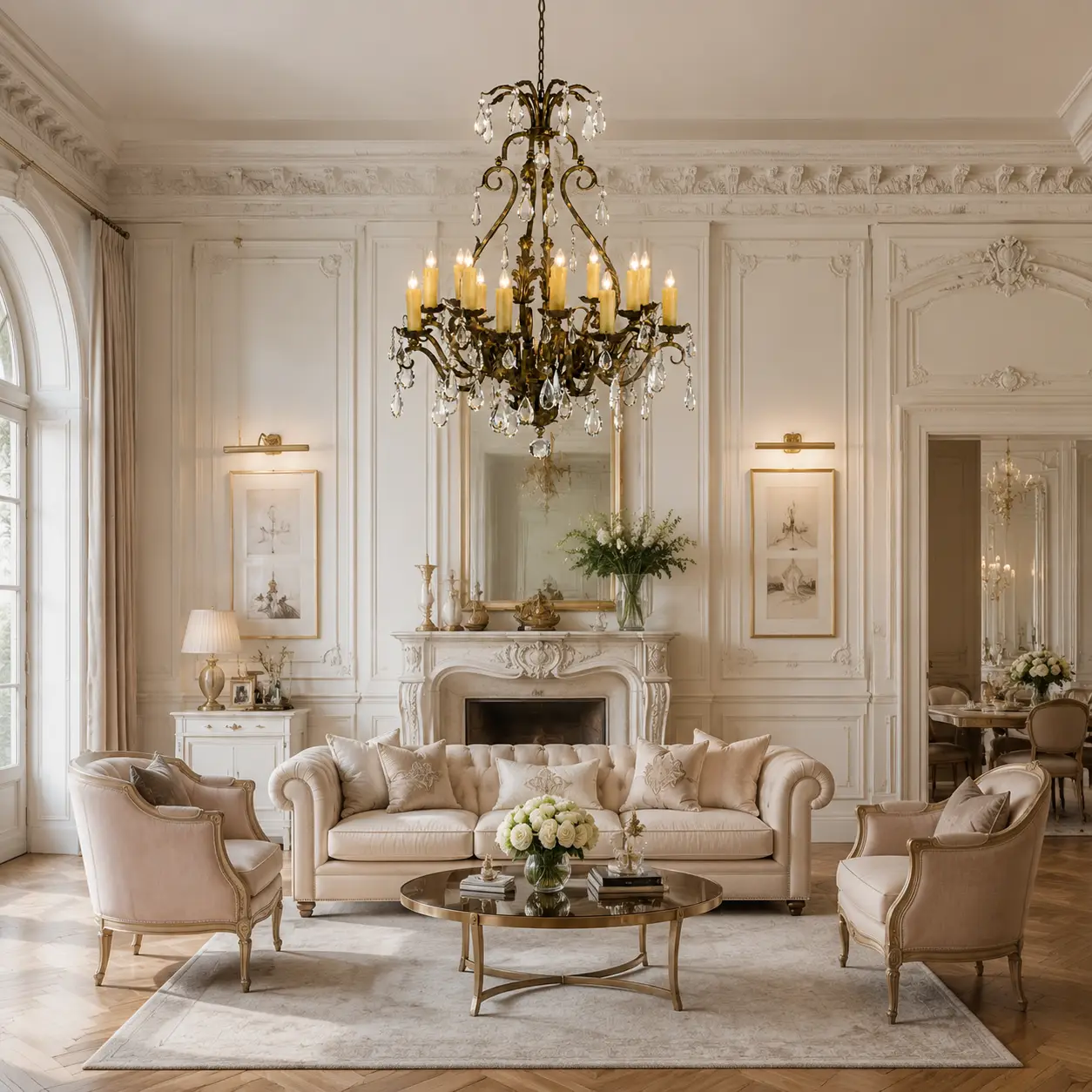 16-Light-Antiqued-Brass-Chandelier-with-Candle-Holders-and-Calyx-Accents-classical-salon 16-Light-Antiqued-Brass-Chandelier-with-Candle-Holders-and-Calyx-Accents-classical-salon
