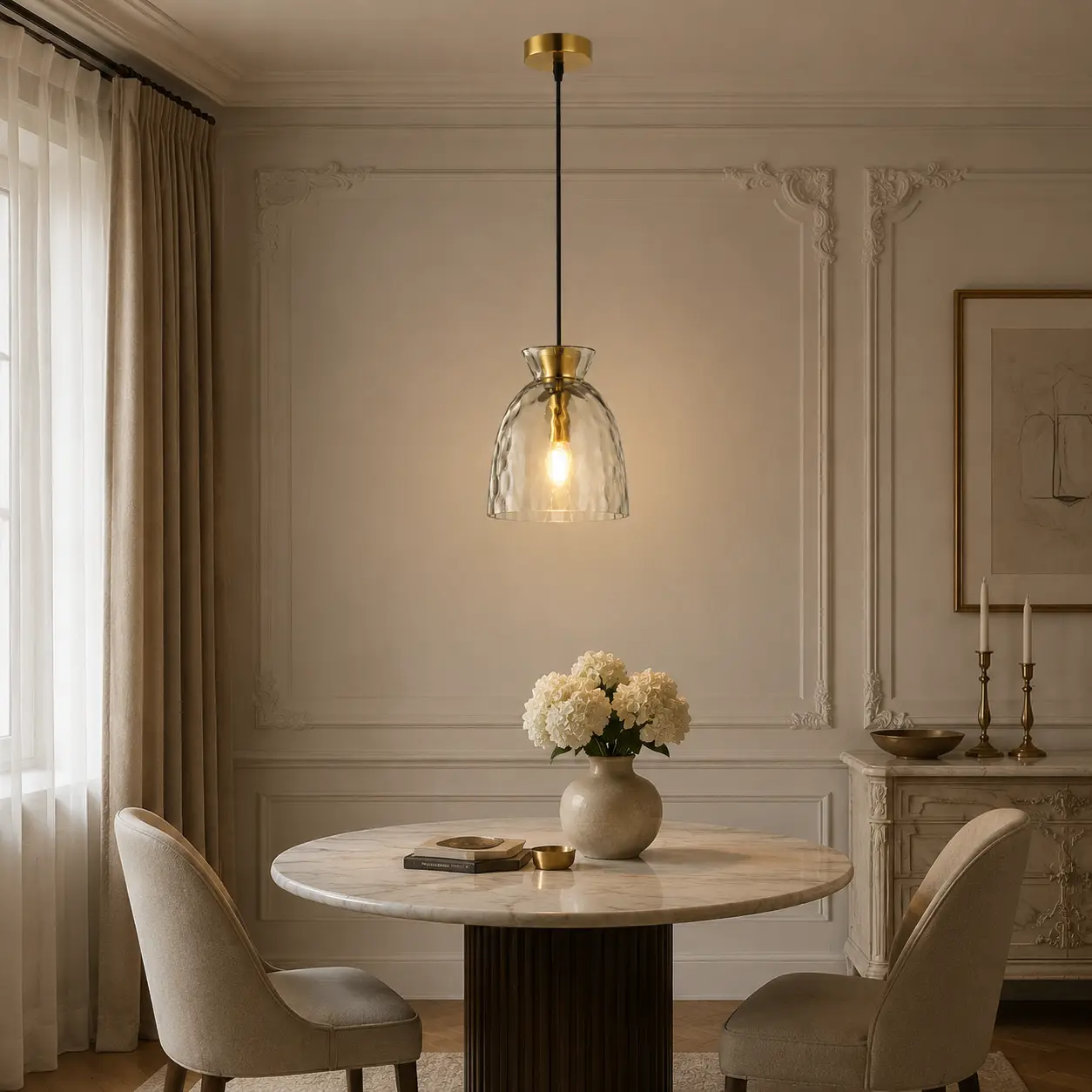 Bloom Ripple Pendant in French Transitional Dining Nook