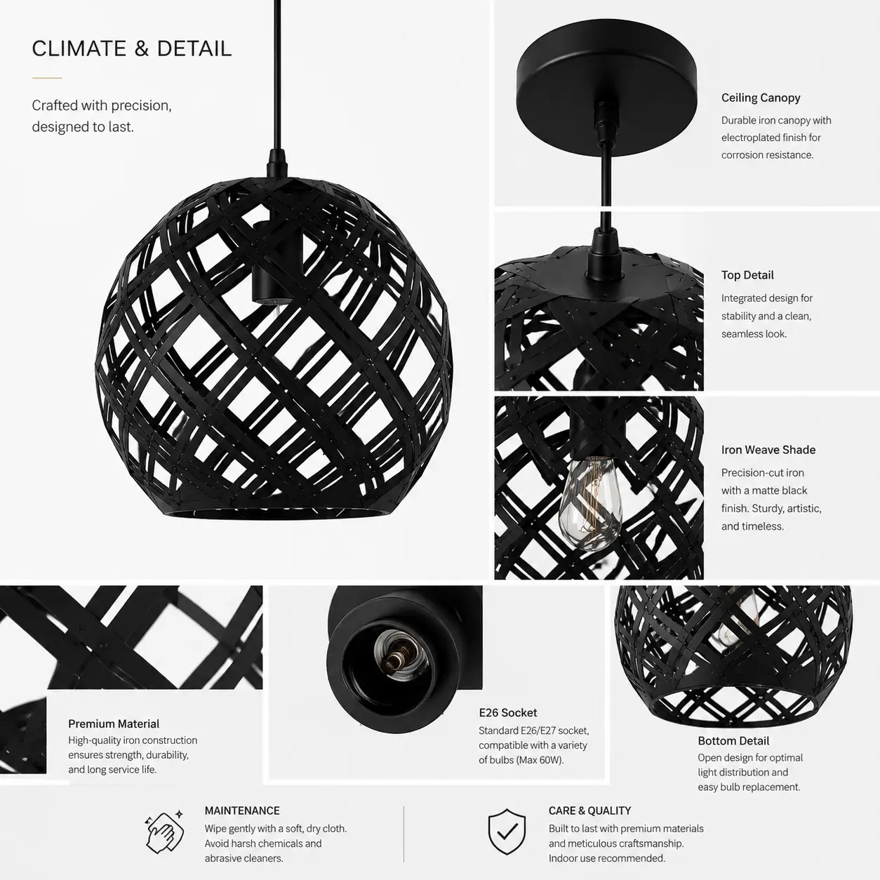 1‑Light-Bloom-Pendant-with-Iron-Weave-Shade-2 1‑Light-Bloom-Pendant-with-Iron-Weave-Shade-2