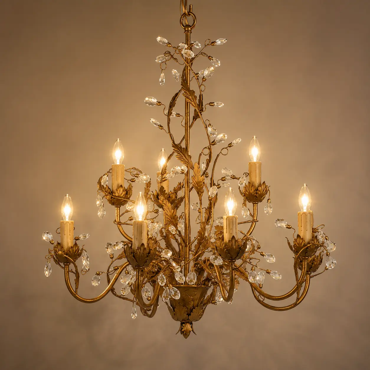 2-Tier-9-Light-Antique-Gold-Leaf-Chandelier-with-Crystal-Accents-3 2-Tier-9-Light-Antique-Gold-Leaf-Chandelier-with-Crystal-Accents-3