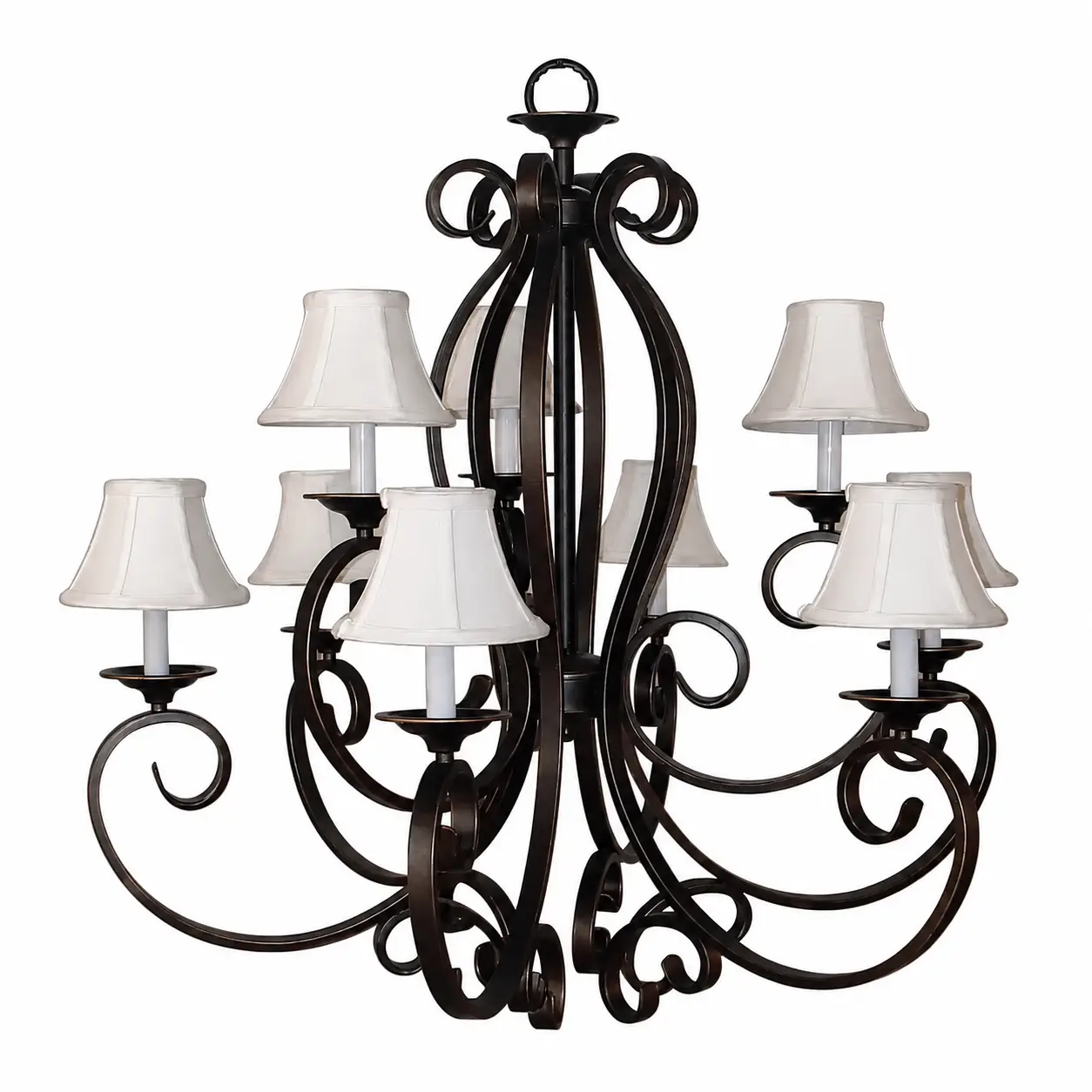 2-Tier-9-Light-Chandelier-with-Oil-Rubbed-Bronze-Finish-and-Fabric-Shades-1 2-Tier-9-Light-Chandelier-with-Oil-Rubbed-Bronze-Finish-and-Fabric-Shades-1