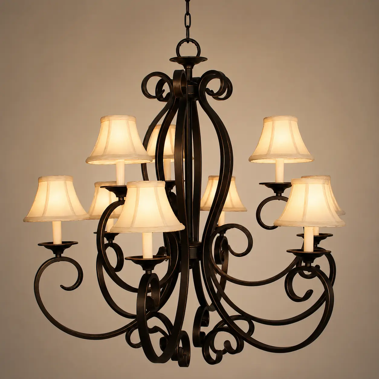 2-Tier-9-Light-Chandelier-with-Oil-Rubbed-Bronze-Finish-and-Fabric-Shades-3 2-Tier-9-Light-Chandelier-with-Oil-Rubbed-Bronze-Finish-and-Fabric-Shades-3