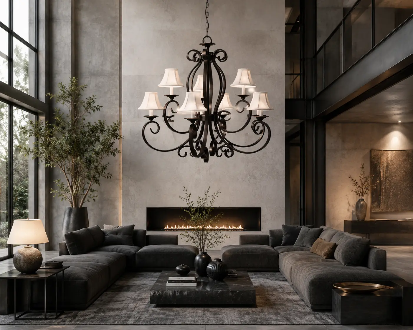 2-Tier-9-Light-Chandelier-with-Oil-Rubbed-Bronze-Finish-and-Fabric-Shades-modern-transitional-living 2-Tier-9-Light-Chandelier-with-Oil-Rubbed-Bronze-Finish-and-Fabric-Shades-modern-transitional-living