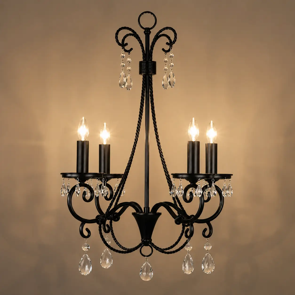 4-Light-Matte-Black-Chandelier-with-Twisted-Rope-Like-Stems-3 4-Light-Matte-Black-Chandelier-with-Twisted-Rope-Like-Stems-3