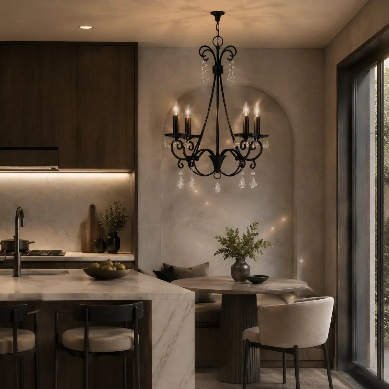 4-Light-Matte-Black-Chandelier-with-Twisted-Rope-Like-Stems-modern-kitchen 4-Light-Matte-Black-Chandelier-with-Twisted-Rope-Like-Stems-modern-kitchen