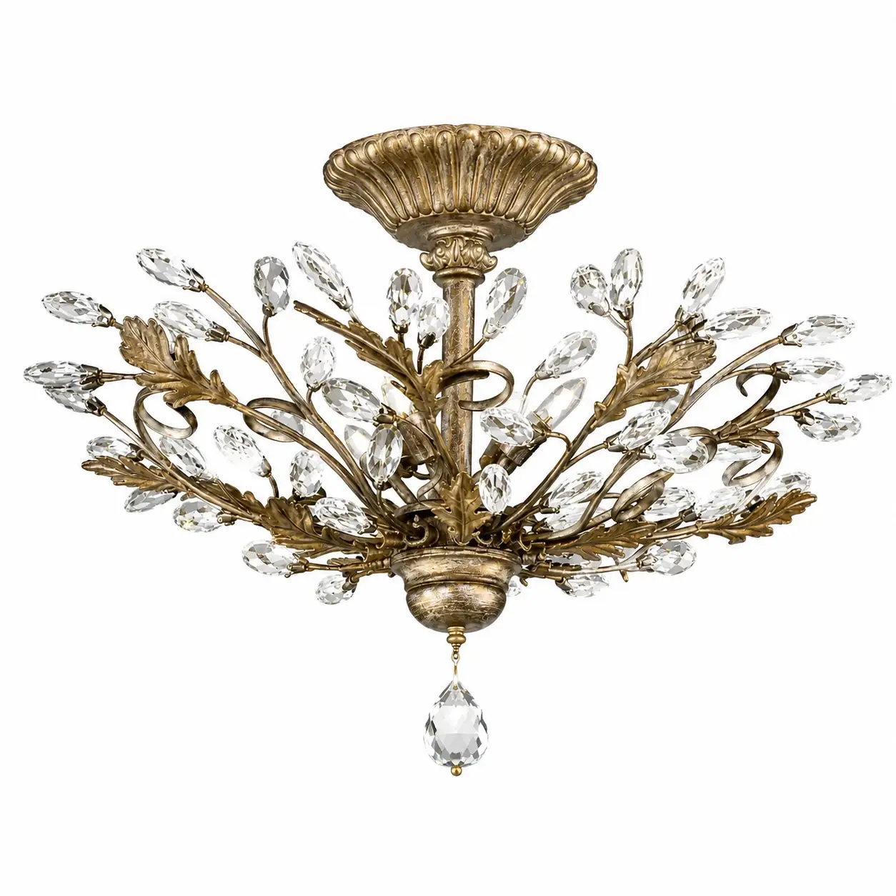 4-Light-Tuscano-Metal-Semi-Flush-Mount-with-Crystal-Leaf-Accents-1 4-Light-Tuscano-Metal-Semi-Flush-Mount-with-Crystal-Leaf-Accents-1