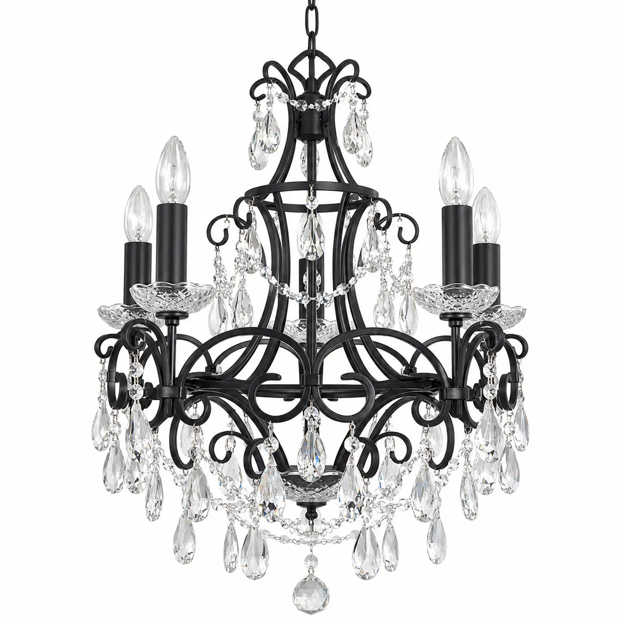 5-light-handcrafted-wrought-iron-chandelier-with-clear-crystal-drops-in-matte-black-finish-1 5-light-handcrafted-wrought-iron-chandelier-with-clear-crystal-drops-in-matte-black-finish-1