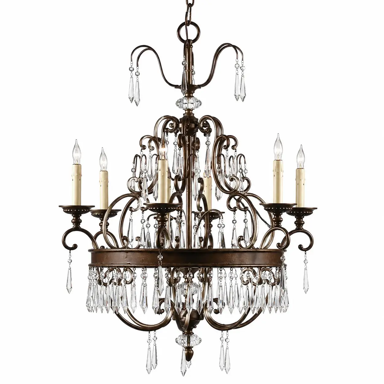 6-Light-Aged-Gold-Brass-Wheel-Chandelier-with-Bowl-Accents-and-K9-Crystal-Prisms-1 6-Light-Aged-Gold-Brass-Wheel-Chandelier-with-Bowl-Accents-and-K9-Crystal-Prisms-1