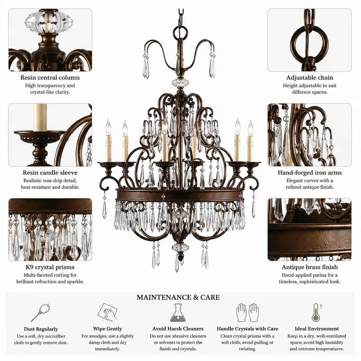 6-Light-Aged-Gold-Brass-Wheel-Chandelier-with-Bowl-Accents-and-K9-Crystal-Prisms-2
