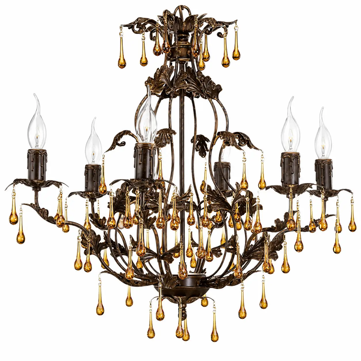 6-Light-Antique-Bronze-Chandelier-with-Amber-Crystal-Drops-1 6-Light-Antique-Bronze-Chandelier-with-Amber-Crystal-Drops-1