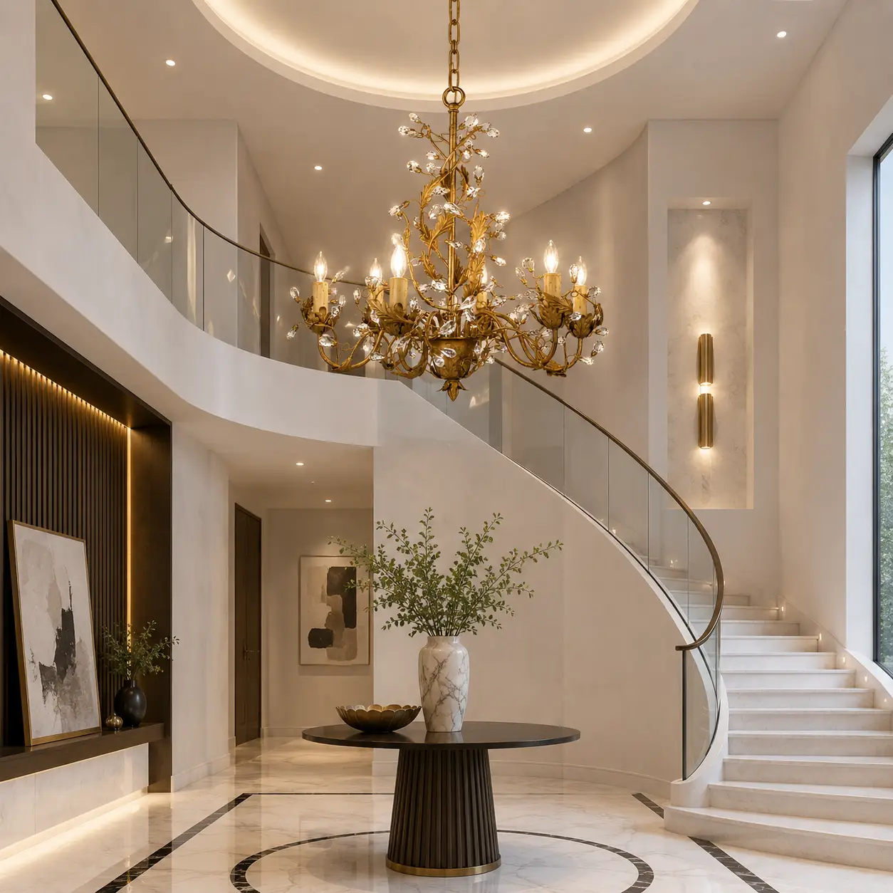 6-Light-Gold-Leaf-Floral-Chandelier-with-Crystal-Accents-transitional-modern-living 6-Light-Gold-Leaf-Floral-Chandelier-with-Crystal-Accents-transitional-modern-living