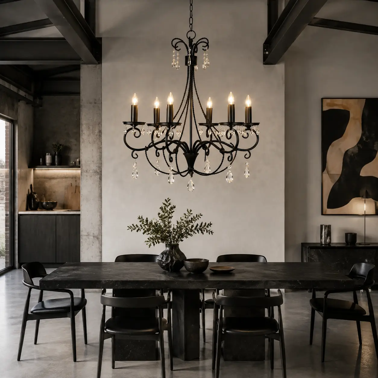 6-Light-Matte-Black-Chandelier-with-Twisted-Rope-Like-Stems-modern-dining 6-Light-Matte-Black-Chandelier-with-Twisted-Rope-Like-Stems-modern-dining