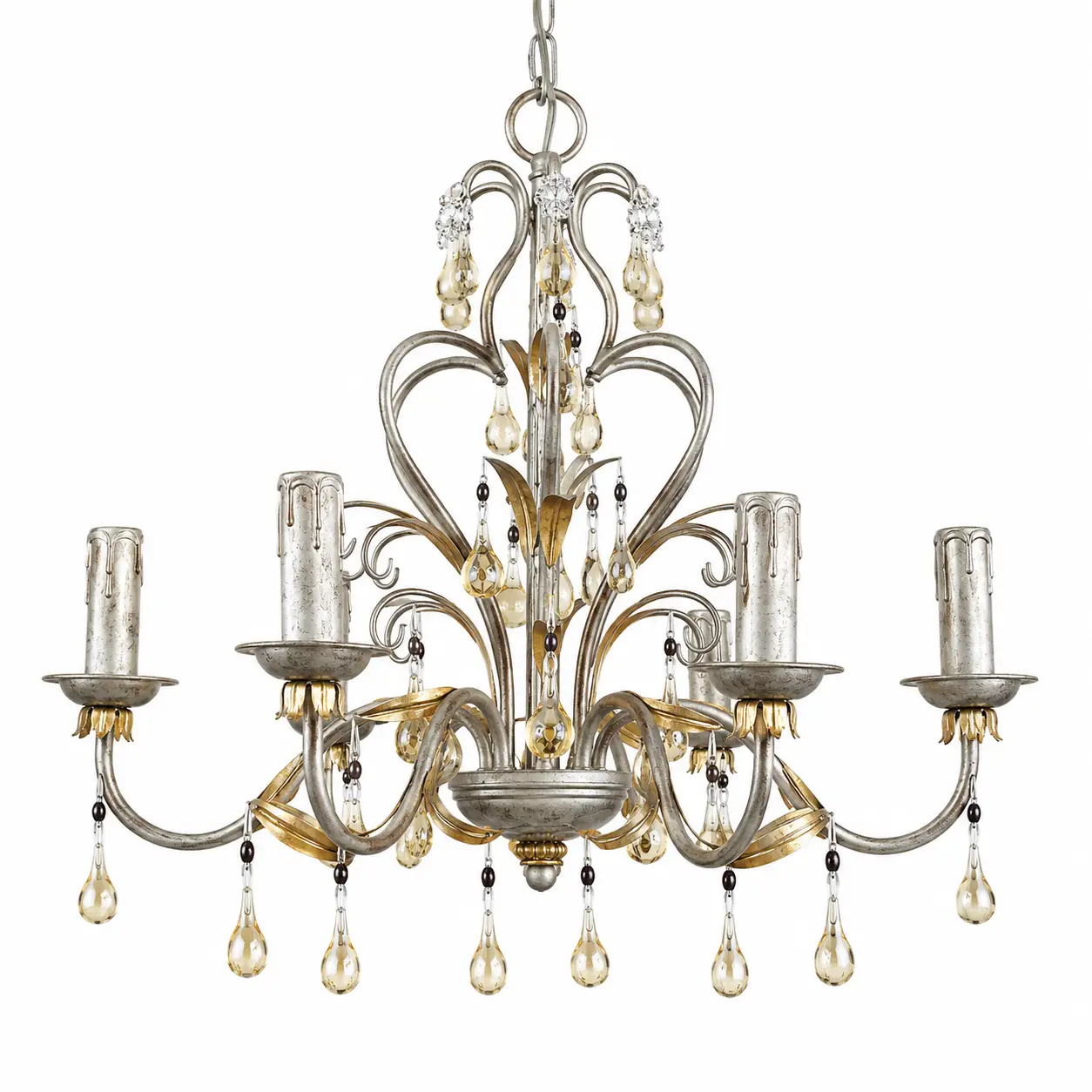 6-light-antique-silver-and-gold-leaf-chandelier-with-amber-crystal-accents-1 6-light-antique-silver-and-gold-leaf-chandelier-with-amber-crystal-accents-1