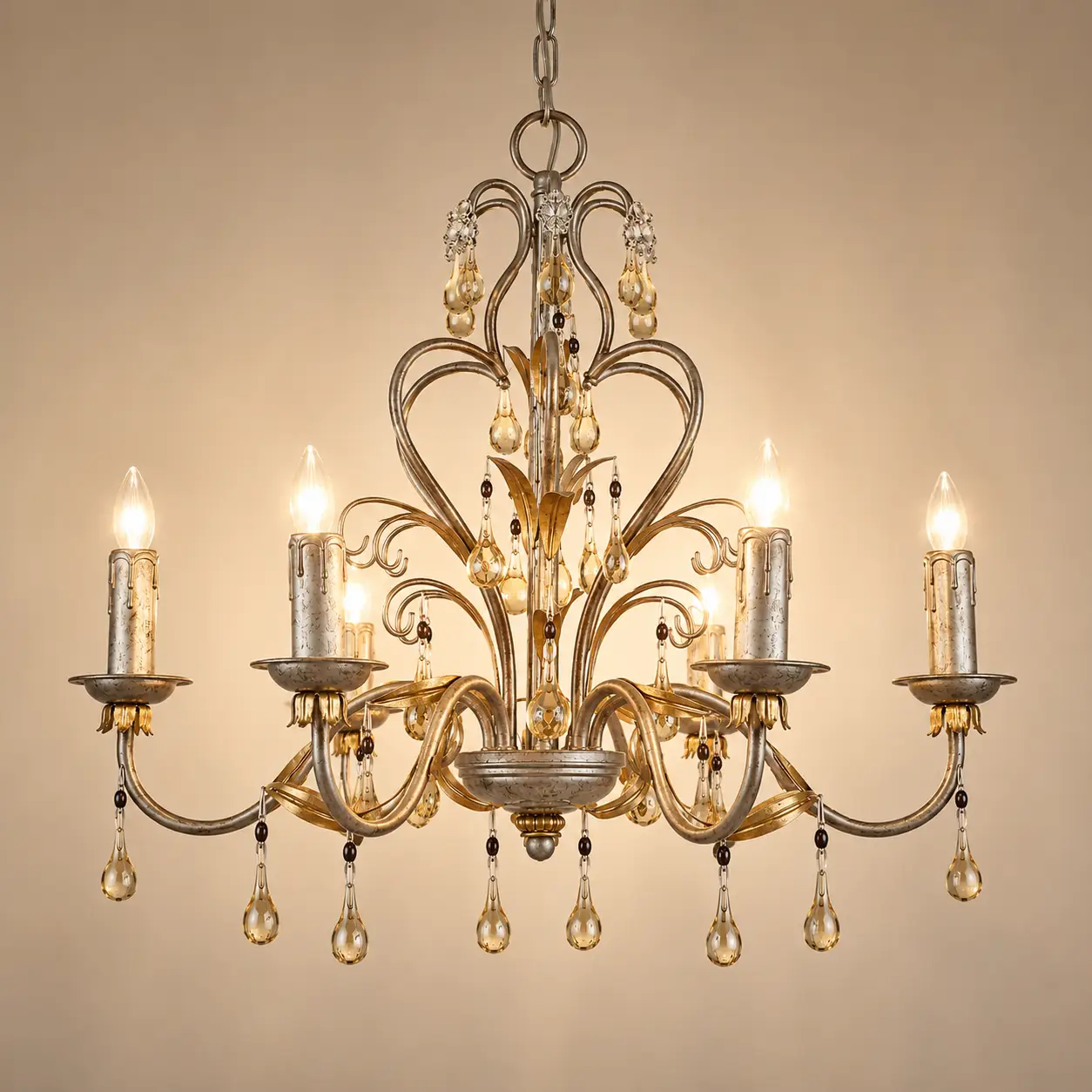 6-light-antique-silver-and-gold-leaf-chandelier-with-amber-crystal-accents-3 6-light-antique-silver-and-gold-leaf-chandelier-with-amber-crystal-accents-3