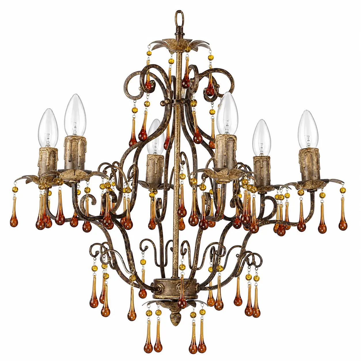 Antique-Bronze-6-Light-Chandelier-with-Amber-Crystal-Drops-1 Antique-Bronze-6-Light-Chandelier-with-Amber-Crystal-Drops-1