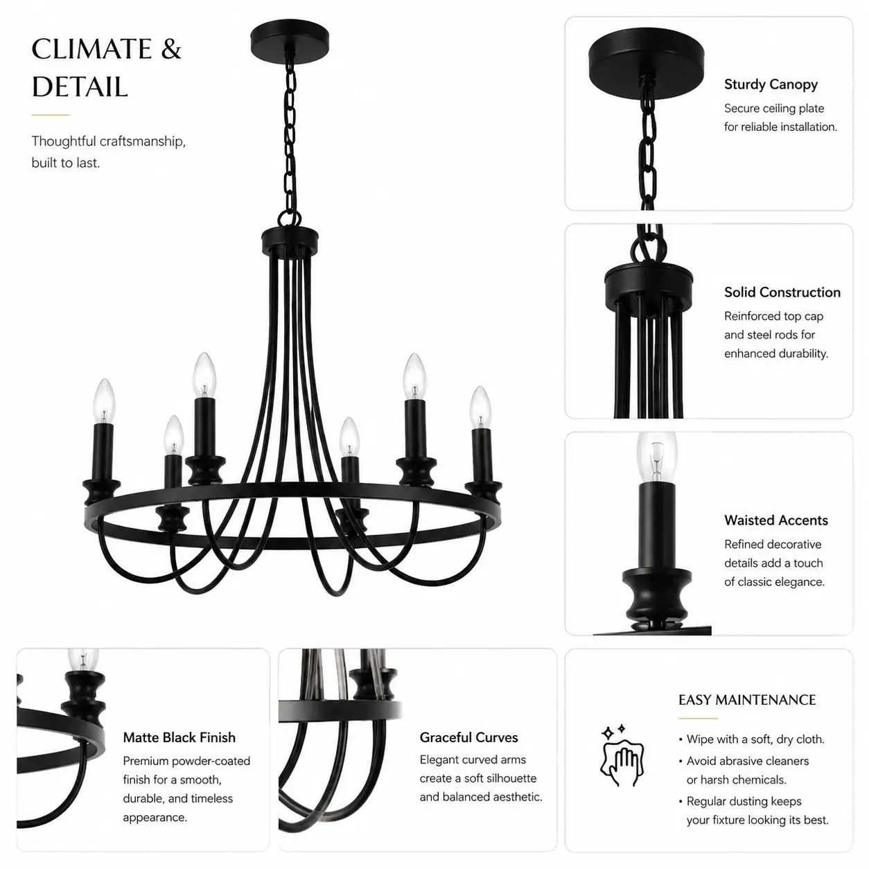 Arclume-6-Light-Pendant-in-Matte-Black-with-Waisted-Accents-2