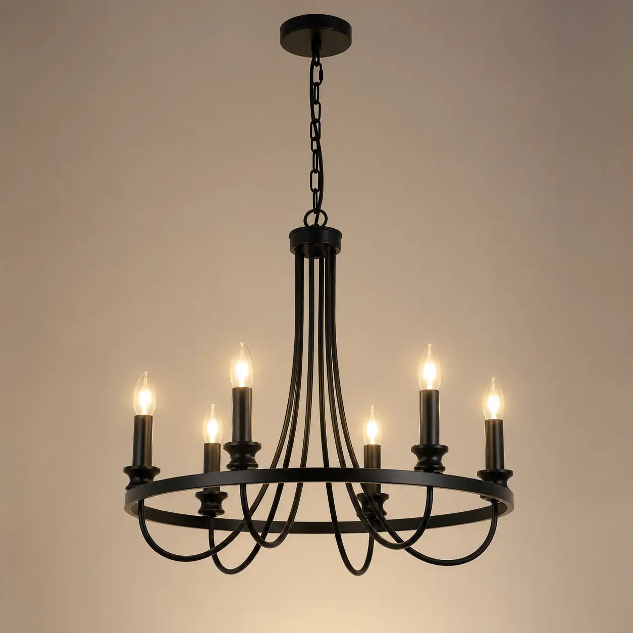 Arclume-6-Light-Pendant-in-Matte-Black-with-Waisted-Accents-3 Arclume-6-Light-Pendant-in-Matte-Black-with-Waisted-Accents-3