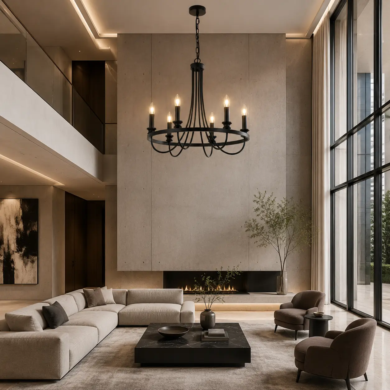 Arclume-6-Light-Pendant-in-Matte-Black-with-Waisted-Accents-modern-living Arclume-6-Light-Pendant-in-Matte-Black-with-Waisted-Accents-modern-living