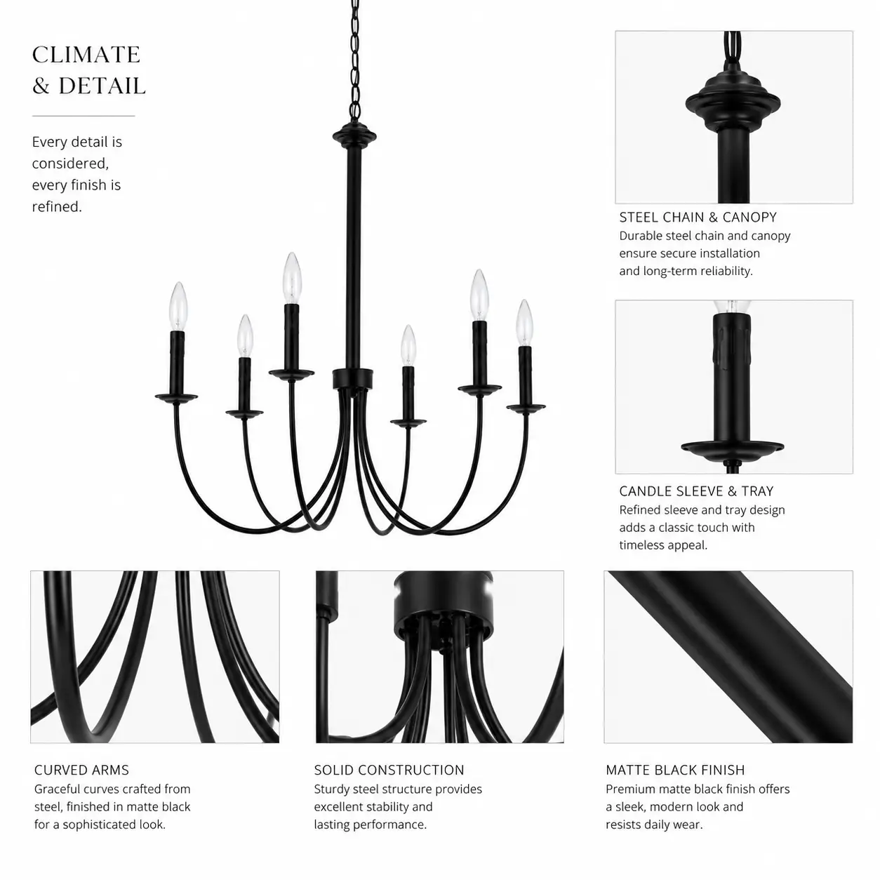 Arclume-U-6-Light-Pendant-in-Matte-Black-with-Tray-Accents-2 Arclume-U-6-Light-Pendant-in-Matte-Black-with-Tray-Accents-2