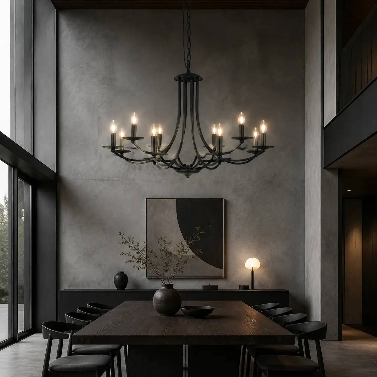 Aurelia-8-Light-Pendant-in-Matte-Black-with-Floating-Tray-Accent-contemporary-dining Aurelia-8-Light-Pendant-in-Matte-Black-with-Floating-Tray-Accent-contemporary-dining