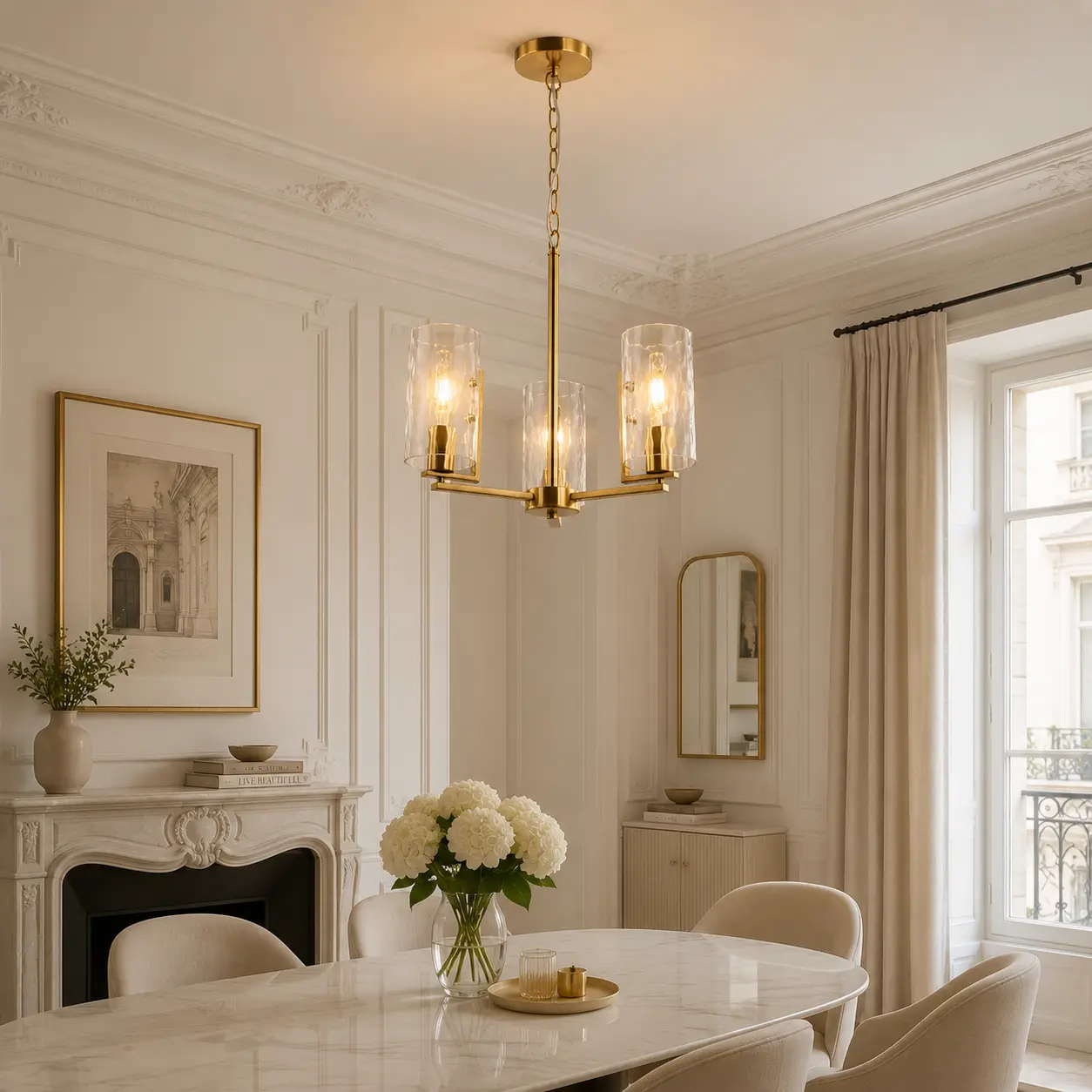 Aurion Pendant Light in French Minimalist / Transitional Interior