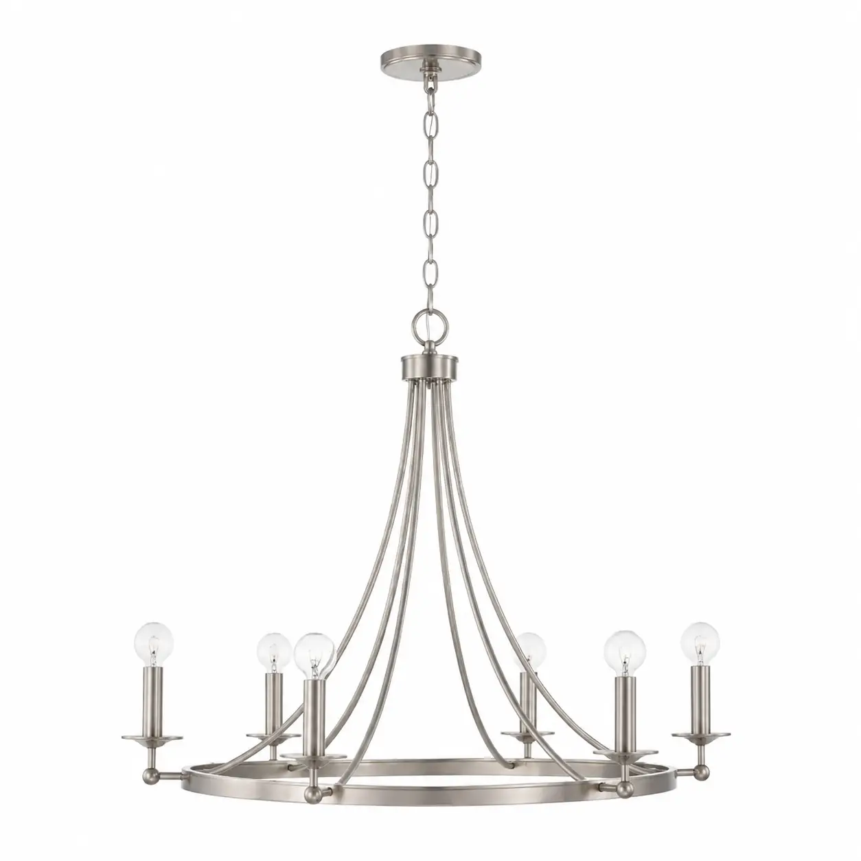 Aurora-Arc-6-Light-Pendant-in-Satin-Silver-Nickel-with-Tray-Accents-1 Aurora-Arc-6-Light-Pendant-in-Satin-Silver-Nickel-with-Tray-Accents-1