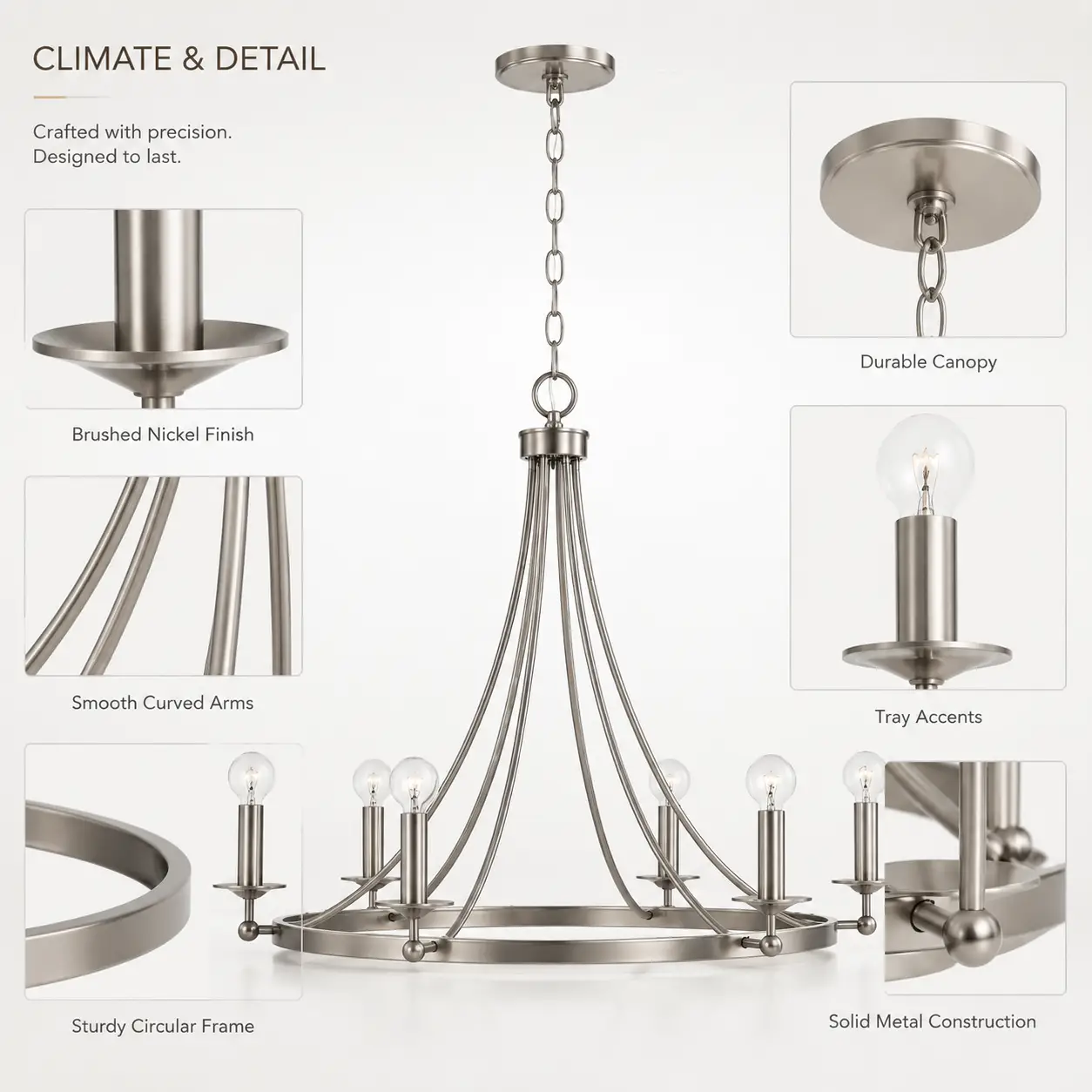 Aurora-Arc-6-Light-Pendant-in-Satin-Silver-Nickel-with-Tray-Accents-2 Aurora-Arc-6-Light-Pendant-in-Satin-Silver-Nickel-with-Tray-Accents-2