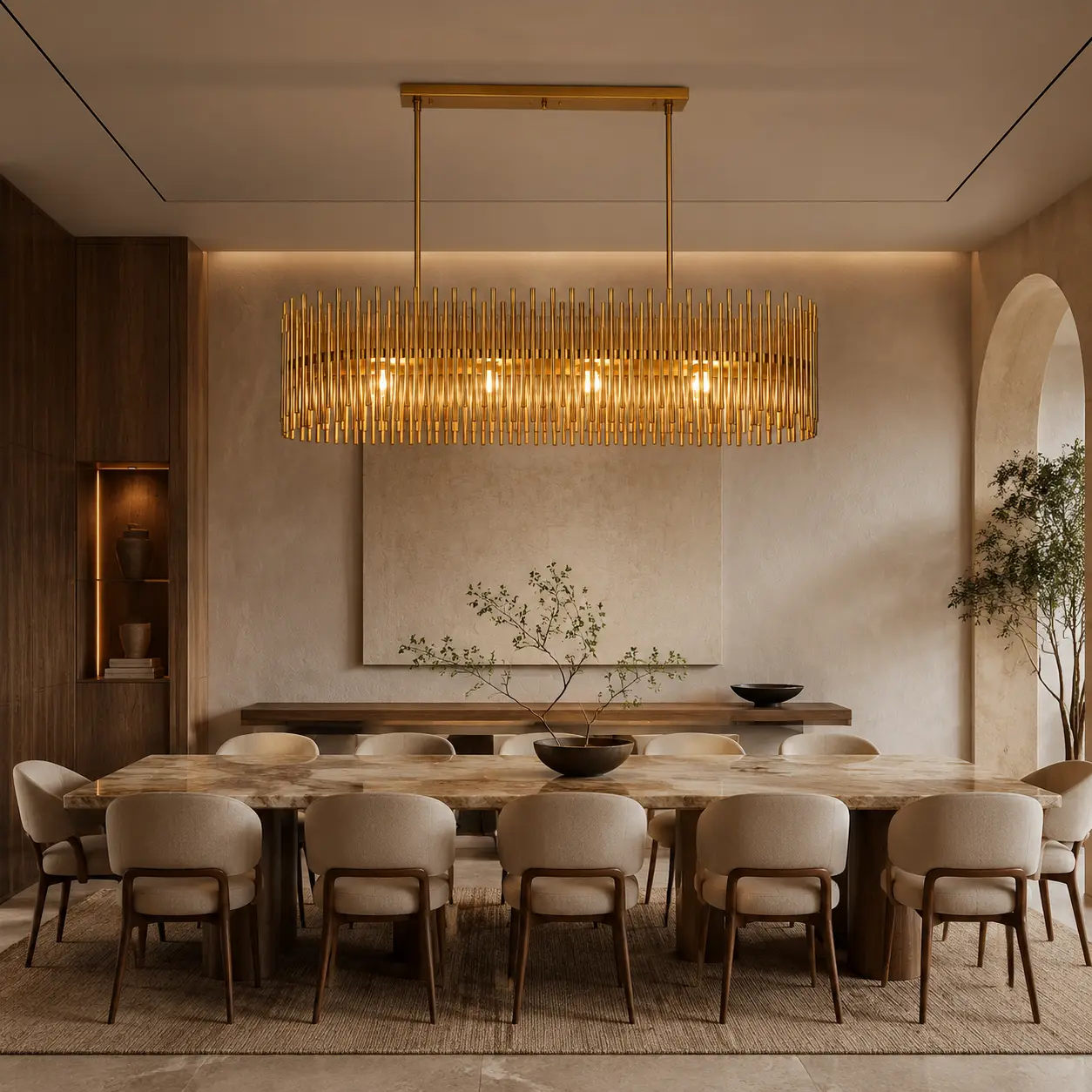 Aurora-Obround-10‑Light-Pendant-in-Aged-Gold-Brass-Finish-modern-organic-dining Aurora-Obround-10‑Light-Pendant-in-Aged-Gold-Brass-Finish-modern-organic-dining