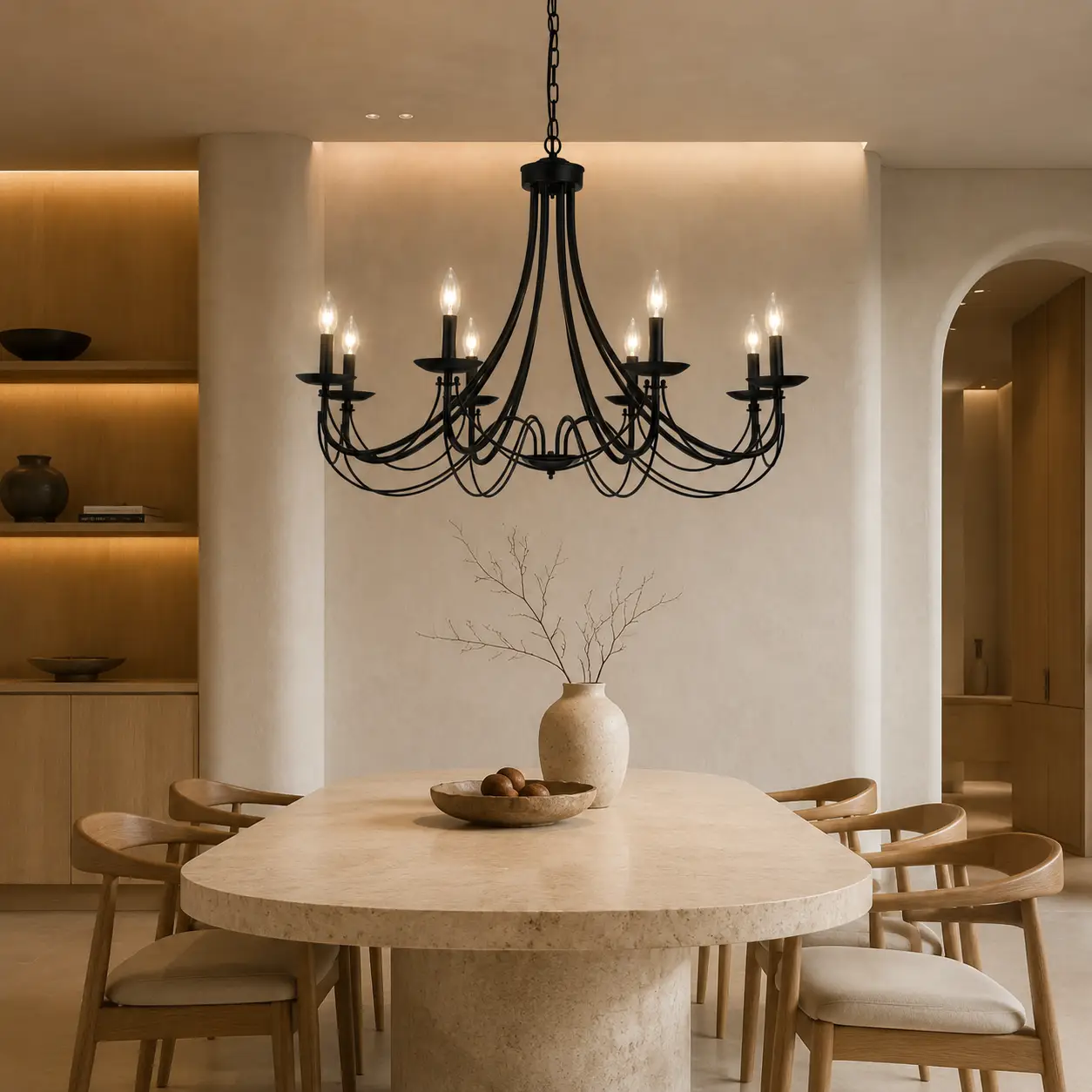Celestia-Wave-8-Light-Pendant-in-Matte-Black-with-Floating-Accent-Sculptural-Connectors-minimalist-dining Celestia-Wave-8-Light-Pendant-in-Matte-Black-with-Floating-Accent-Sculptural-Connectors-minimalist-dining