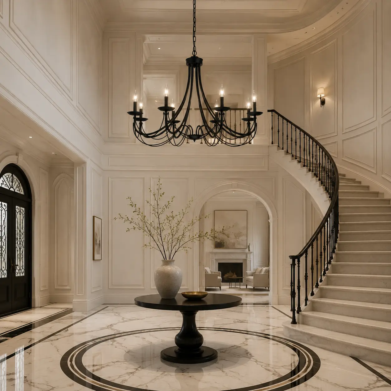 Celestia-Wave-8-Light-Pendant-in-Matte-Black-with-Floating-Accent-Sculptural-Connectors-transitional-foyer Celestia-Wave-8-Light-Pendant-in-Matte-Black-with-Floating-Accent-Sculptural-Connectors-transitional-foyer