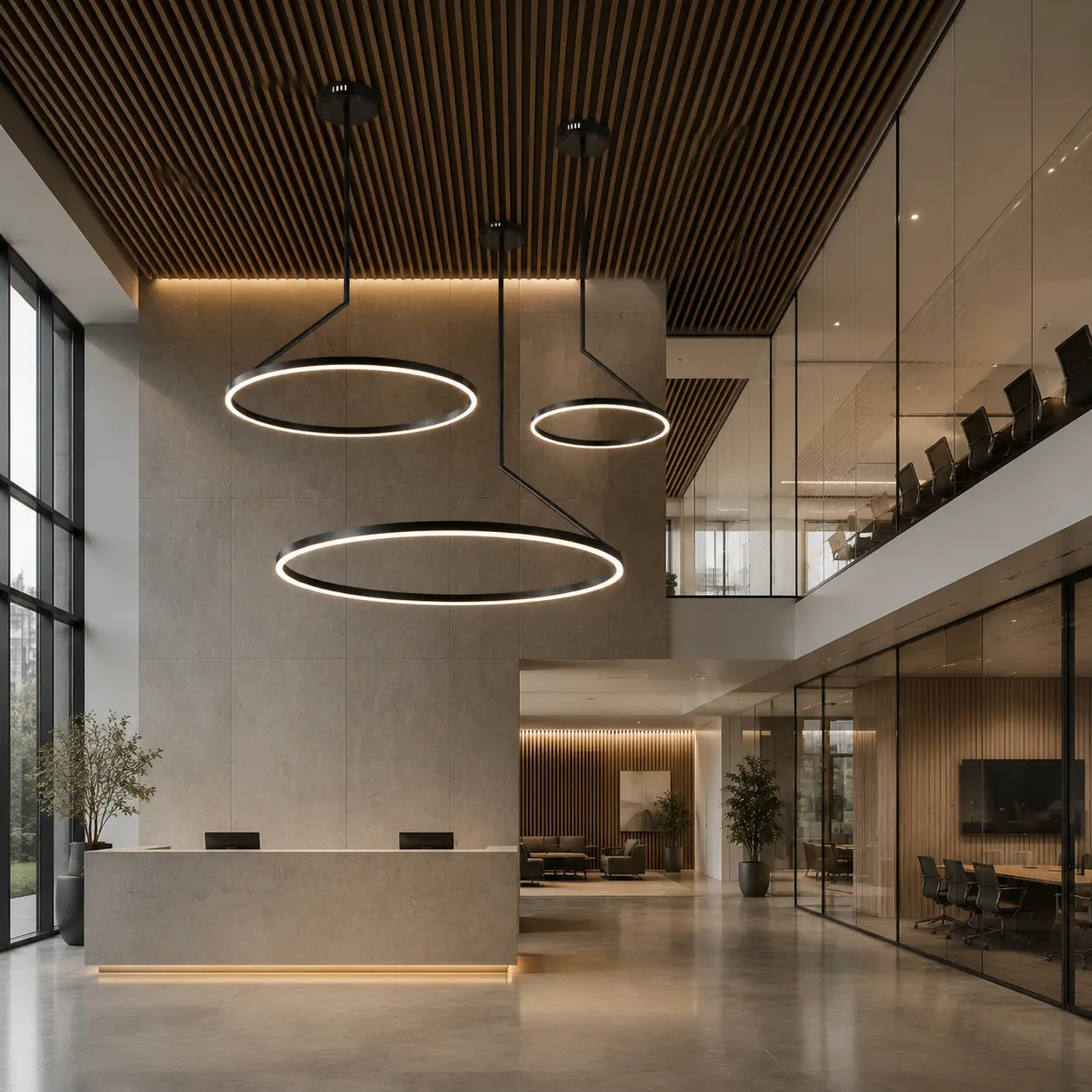 Cirqula LED Pendant in Commercial Boardroom Atrium