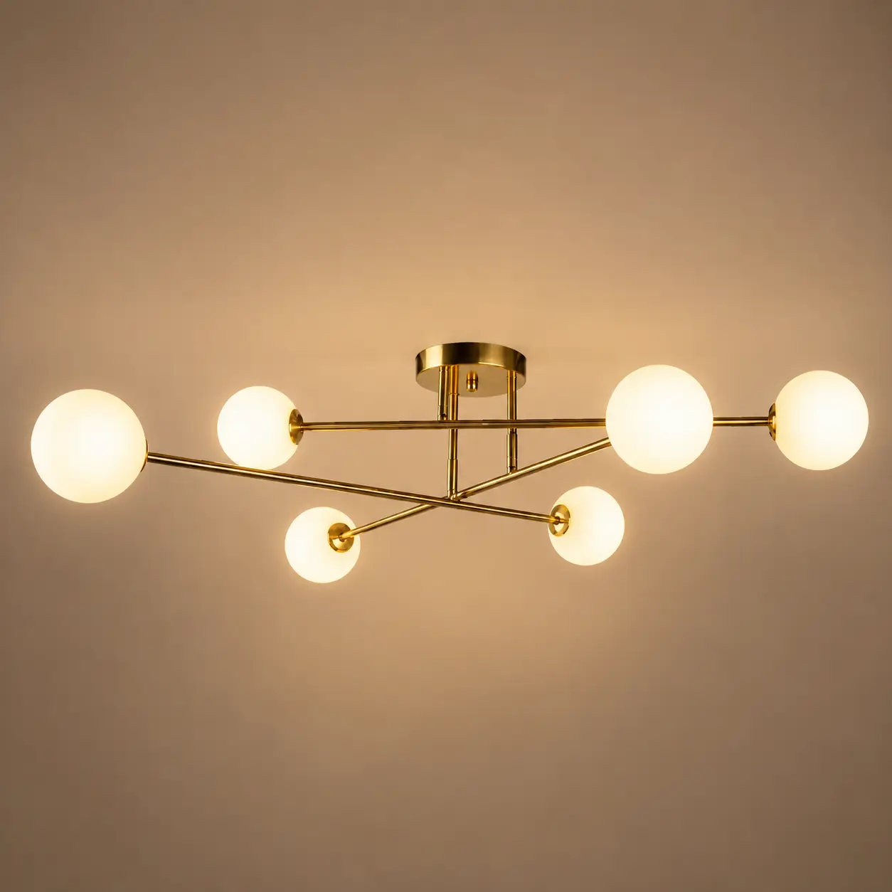 Dorado-6-Light-Modern-Pendant-in-Brushed-Antique-Brass-with-Opal-Glass-Shades-3 Dorado-6-Light-Modern-Pendant-in-Brushed-Antique-Brass-with-Opal-Glass-Shades-3