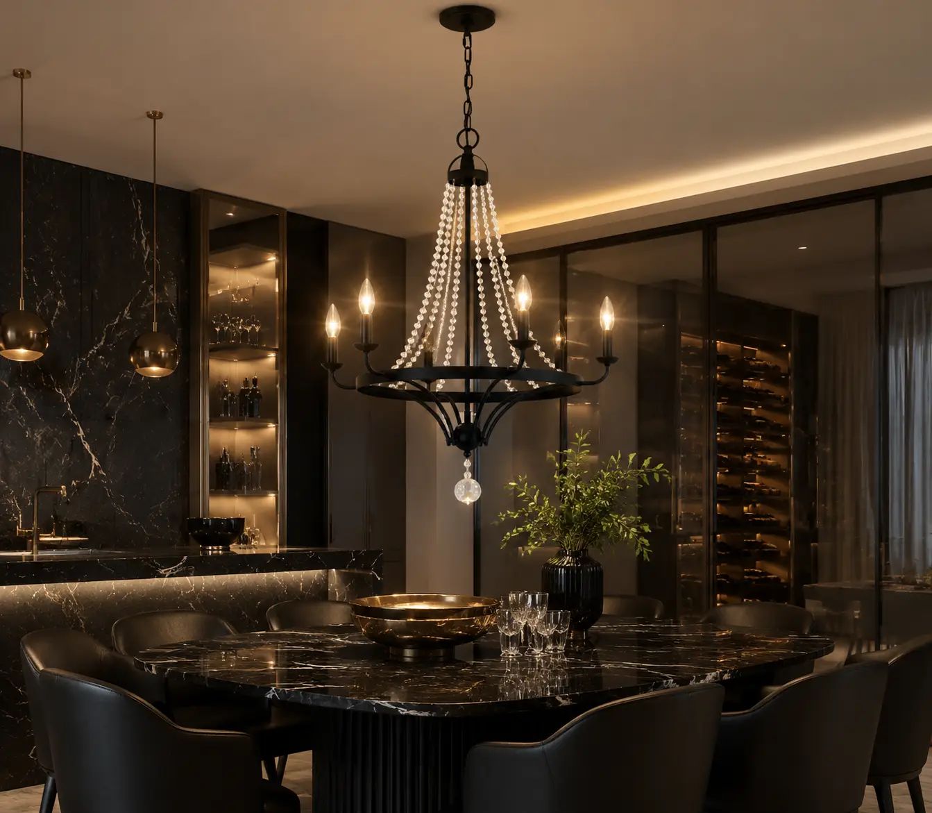 Lustria-Crystal-6-Light-Pendant-in-Matte-Black-with-K9-Crystal-Accents-contemporary-dining Lustria-Crystal-6-Light-Pendant-in-Matte-Black-with-K9-Crystal-Accents-contemporary-dining