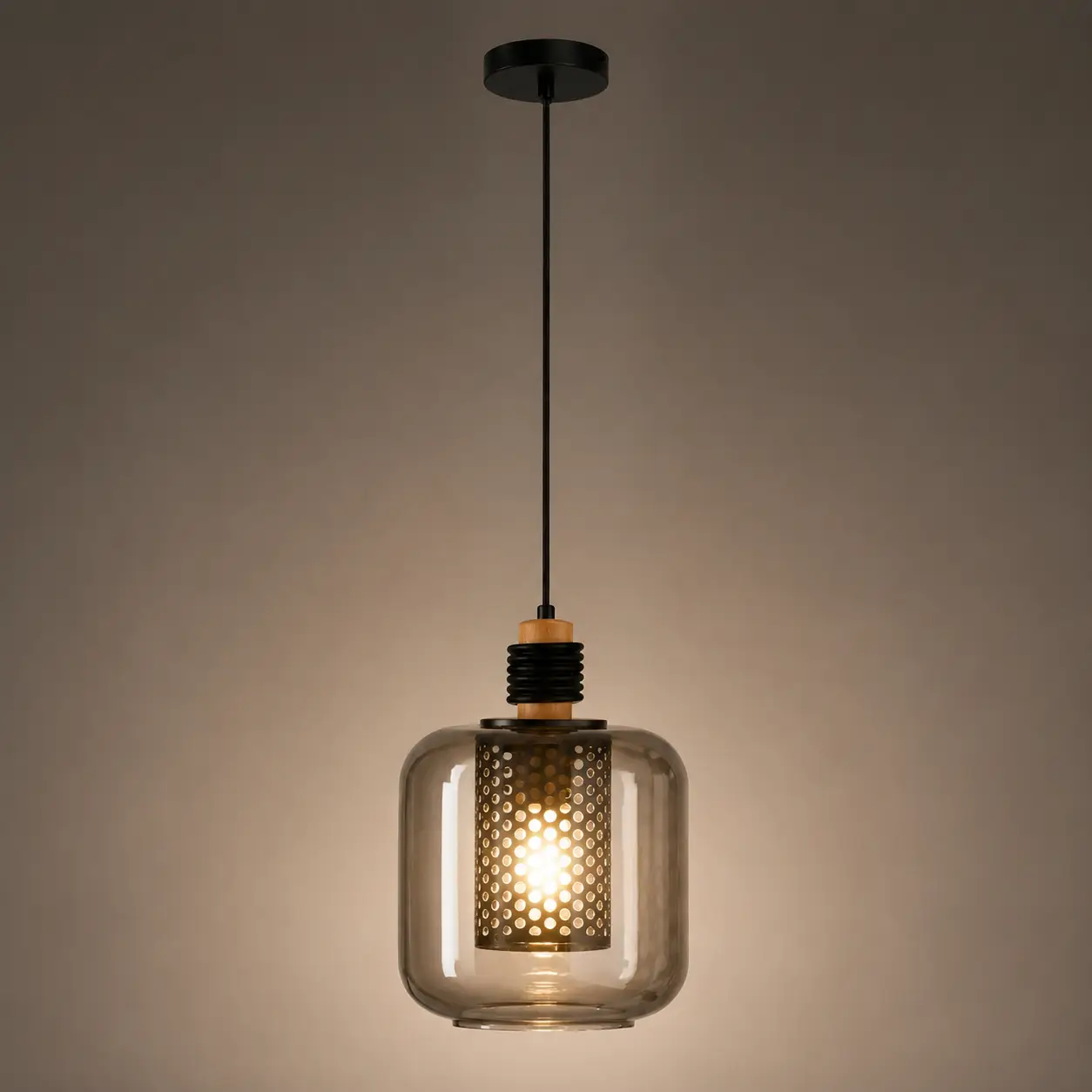 Nova-Cylinder-1‑Light-with-Smoked-Glass-Iron-Shade-Pendant-3 Nova-Cylinder-1‑Light-with-Smoked-Glass-Iron-Shade-Pendant-3