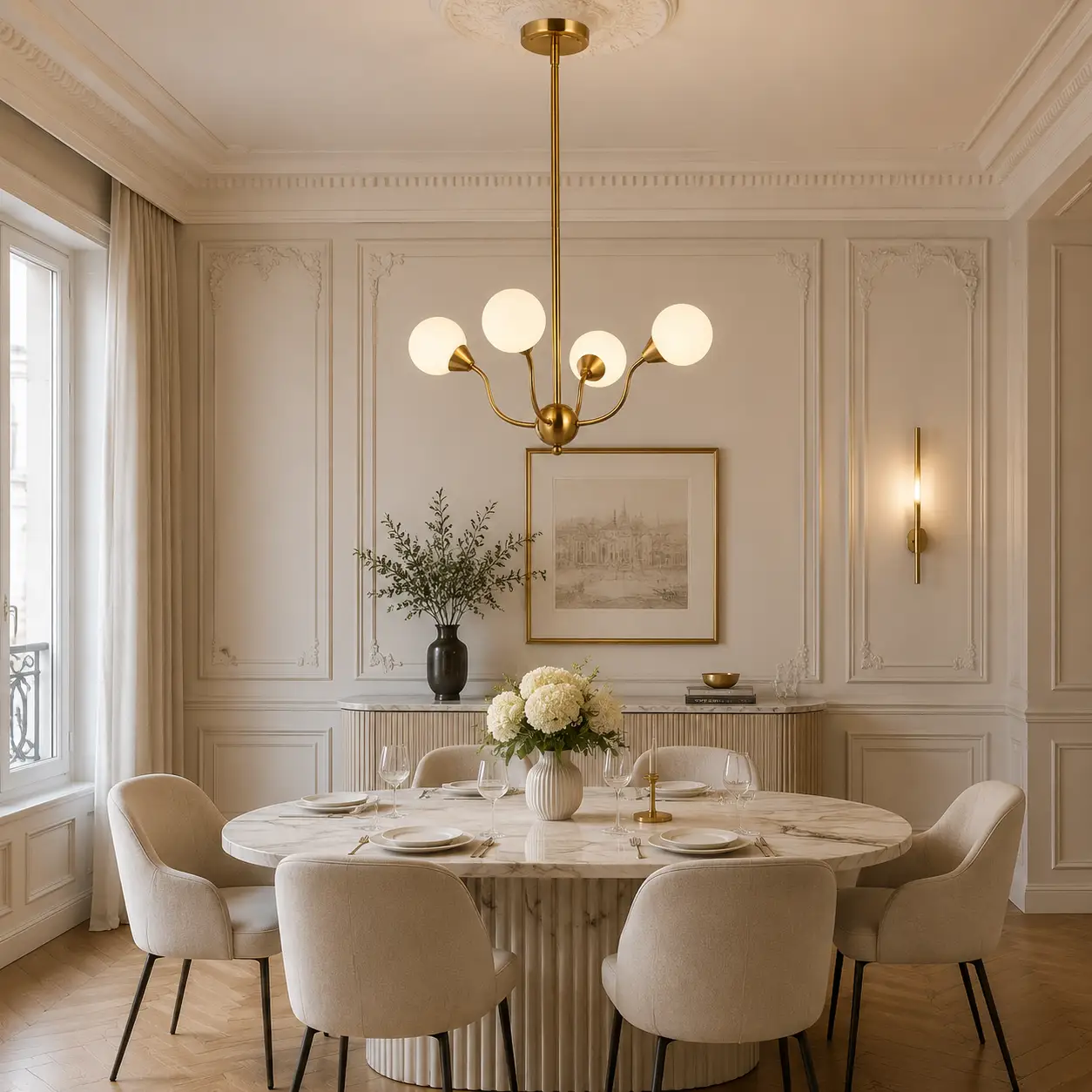 OrbisGlow-4-Light-Pendant-with-Shiny-Gold-Brass-Milky-White-Globe-Shades-french-chic-neoclassical-dining OrbisGlow-4-Light-Pendant-with-Shiny-Gold-Brass-Milky-White-Globe-Shades-french-chic-neoclassical-dining