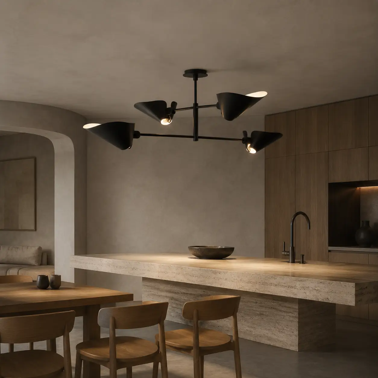 Orbit-Scoop-Matte-Black-4-Light-Chandelier-minimalist-dining Orbit-Scoop-Matte-Black-4-Light-Chandelier-minimalist-dining