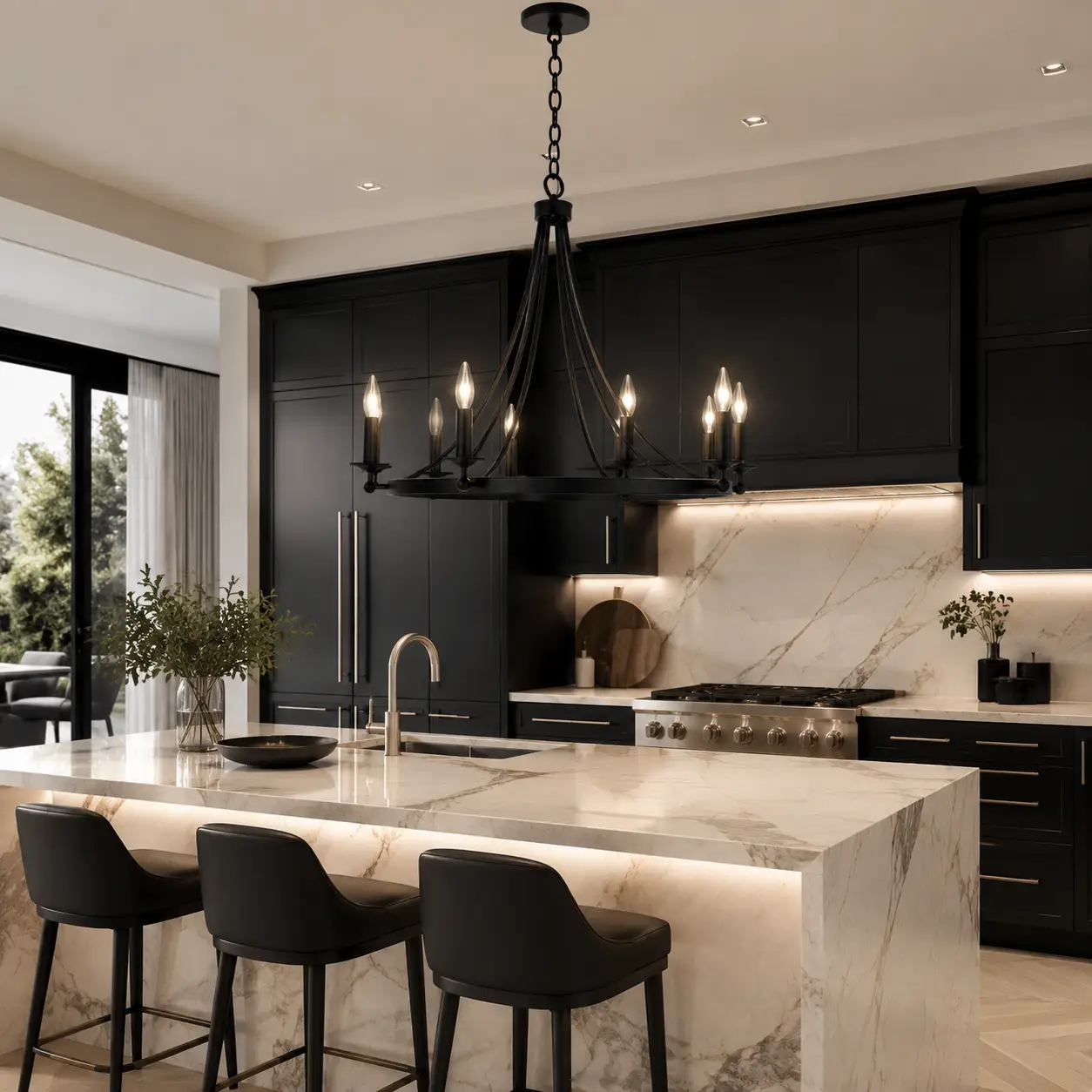 Orbitra-Tray-6-Light-Pendant-in-Matte-Black-with-Curved-Arms-and-Tray-Accents-contemporary-kitch Orbitra-Tray-6-Light-Pendant-in-Matte-Black-with-Curved-Arms-and-Tray-Accents-contemporary-kitch