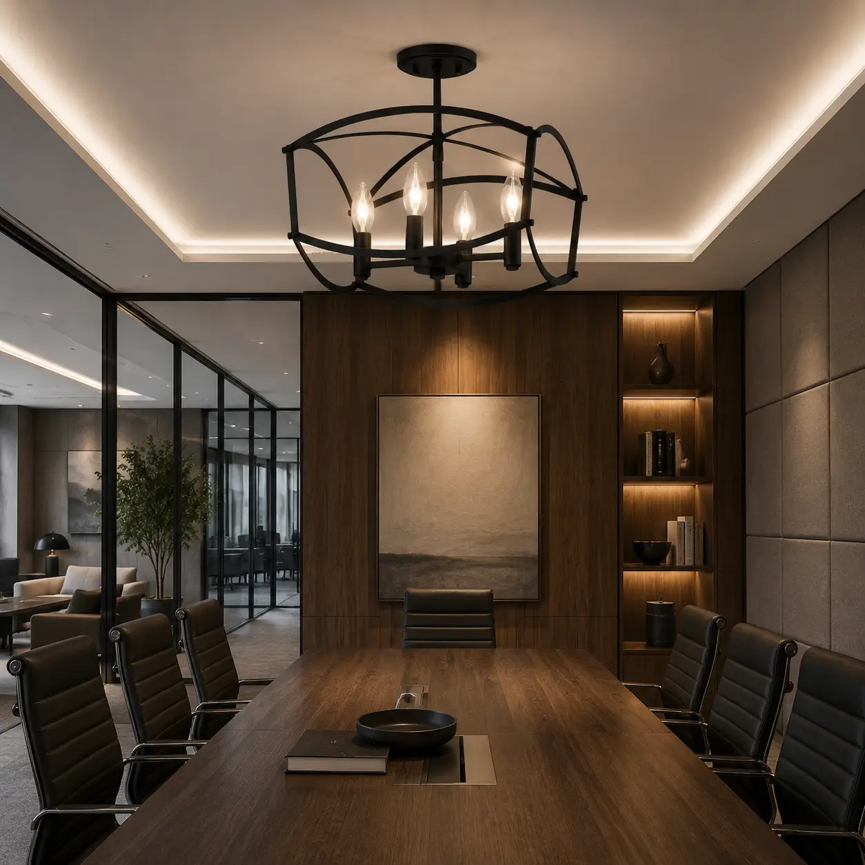 Ovalight Pendant 4-Light Chandelier in Modern Executive Meeting Room Scene