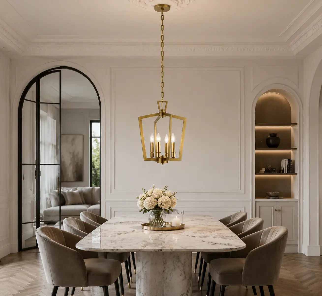Pentavia-4-Light-Geometric-Pendant-with-Satin-Brass-Finish-transitional-modern-dining Pentavia-4-Light-Geometric-Pendant-with-Satin-Brass-Finish-transitional-modern-dining
