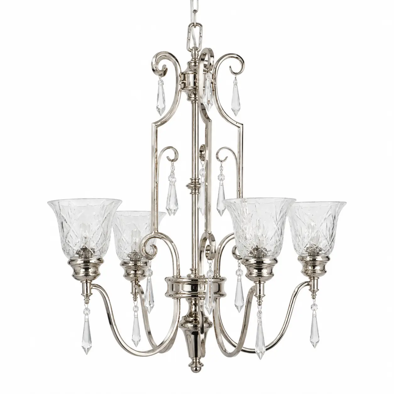 Polished-Nickel-5-Light-Crystal-Glass-Chandelier-1 Polished-Nickel-5-Light-Crystal-Glass-Chandelier-1