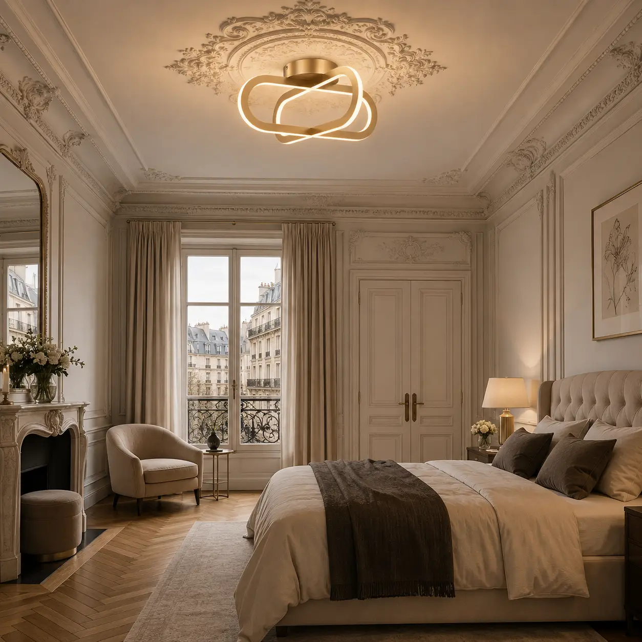 [3D Rendering Placement 02 - Parisian Chic / Neoclassical Bedroom]