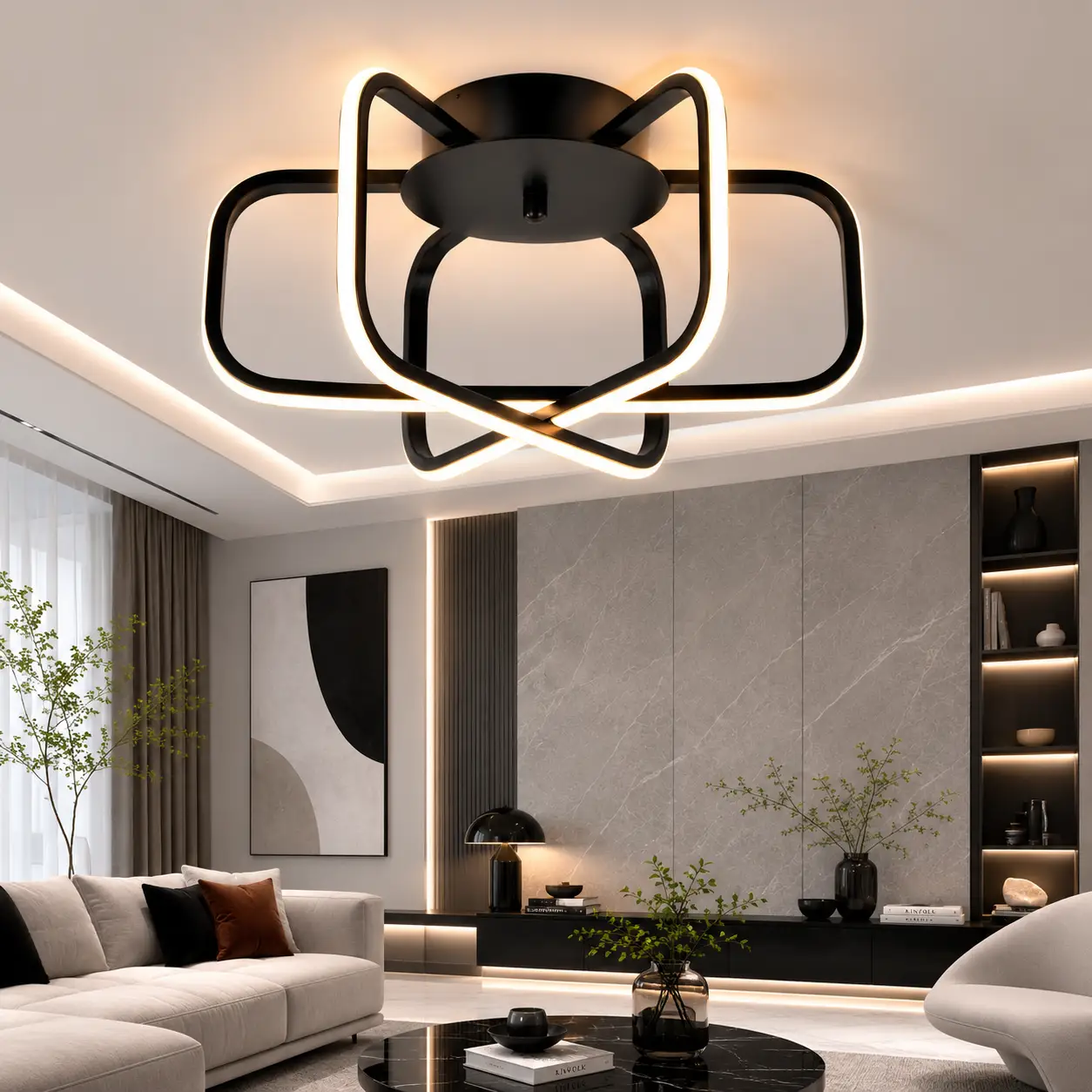 3D Rendering Placement 01 - High-Contrast Monochromatic Salon