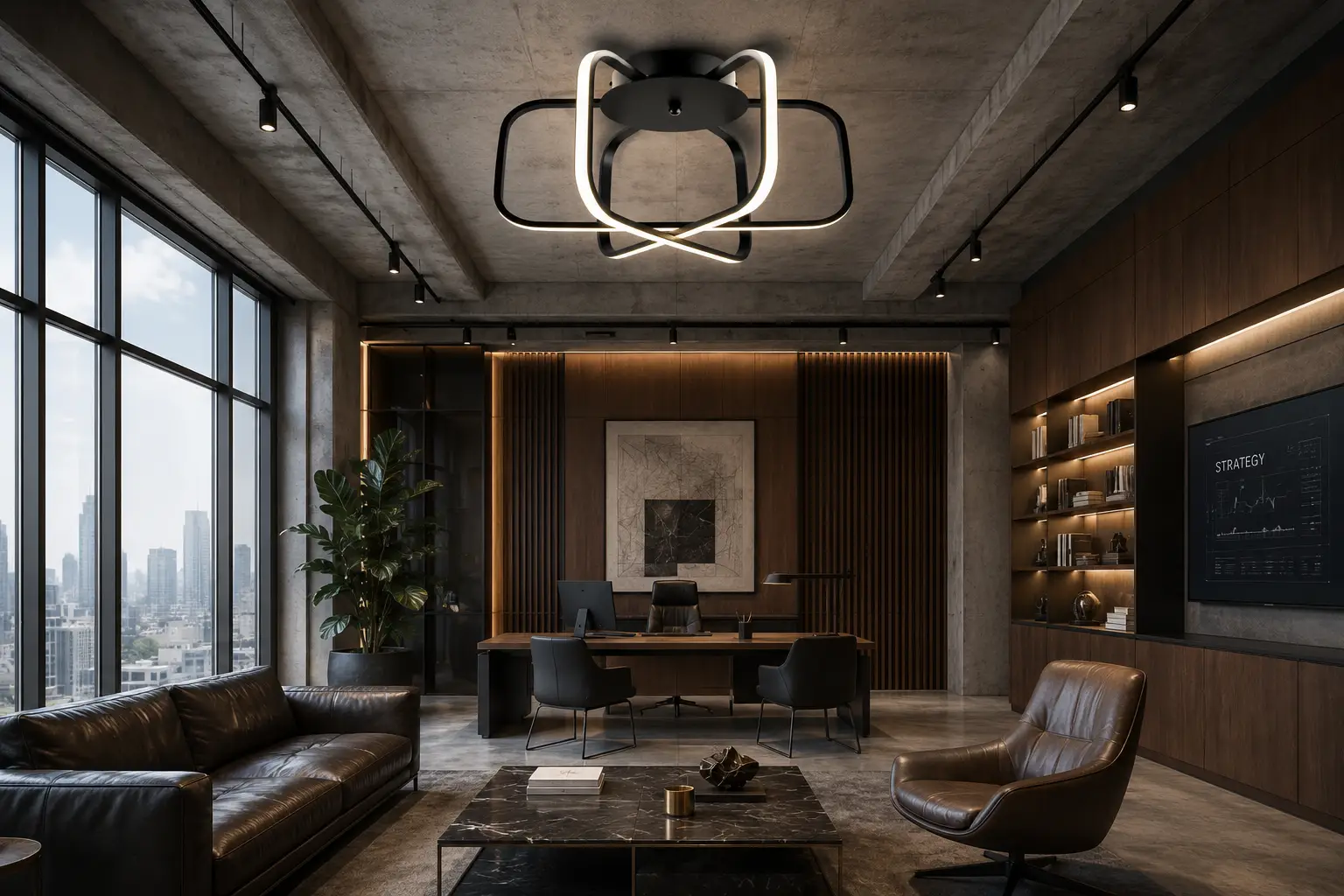 3D Rendering Placement 02 - Industrial Tech Executive Lounge