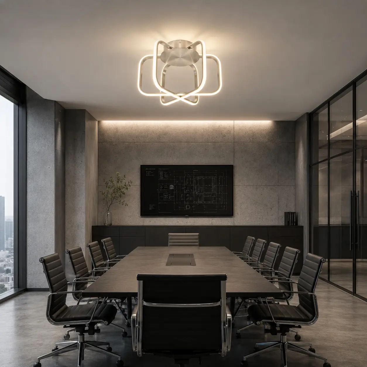 3D Rendering Placement 01 - Industrial Tech Executive Boardroom