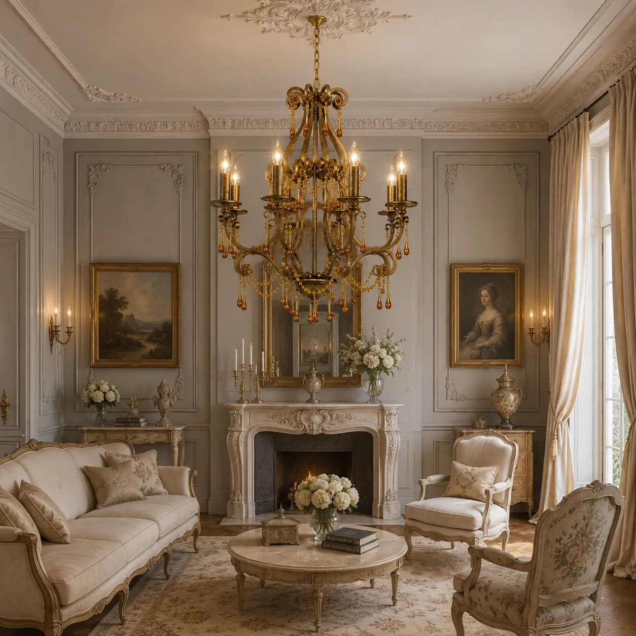 Tuscan-Amber-Elegance-8-Light-Chandelier-neoclassical-salon
