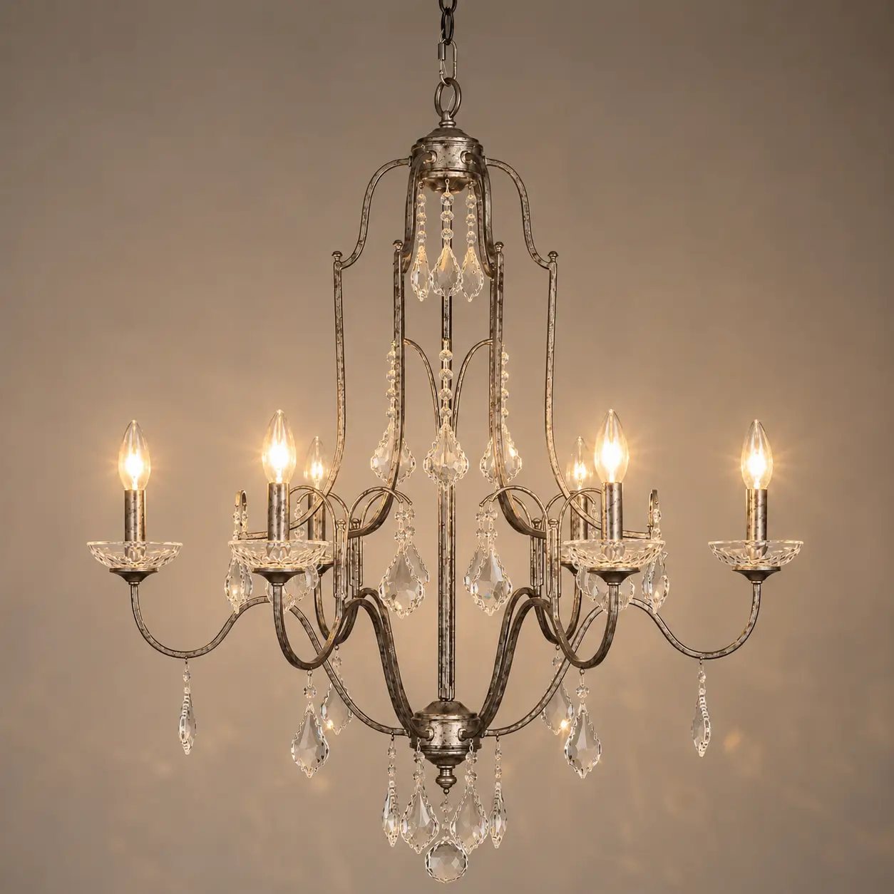 Vintage-6-Light-Crystal-Chandelier-with-Handcrafted-Metal-Frame-3 Vintage-6-Light-Crystal-Chandelier-with-Handcrafted-Metal-Frame-3